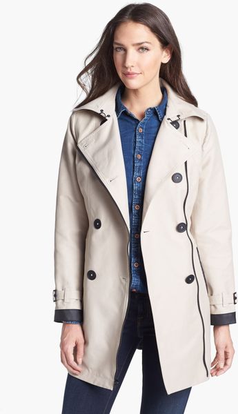 London Fog Double Breasted Zip Trench Coat with Detachable Hood Liner ...