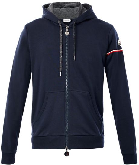 Moncler Zip Front Hooded Sweatshirt in Blue for Men (navy) | Lyst