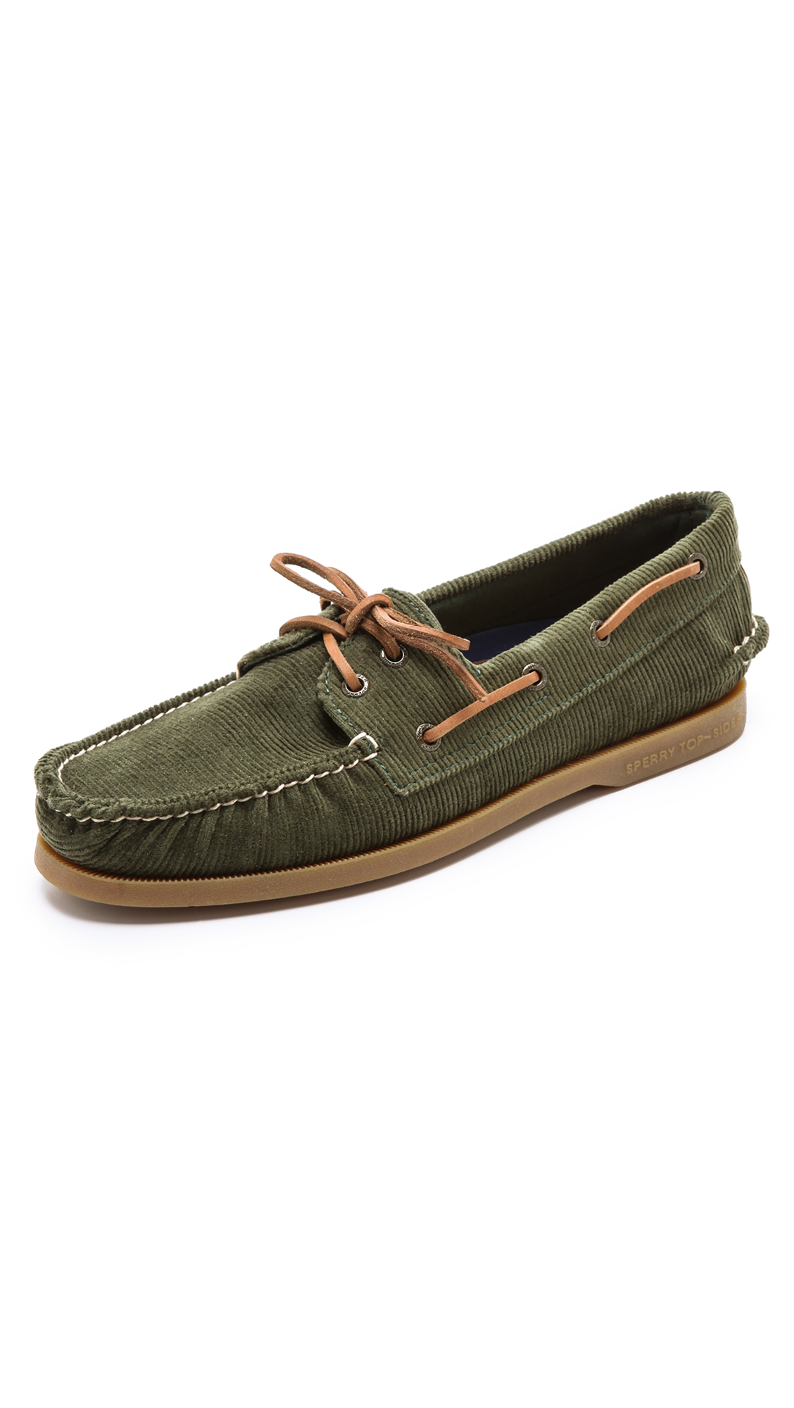 olive green boat shoes