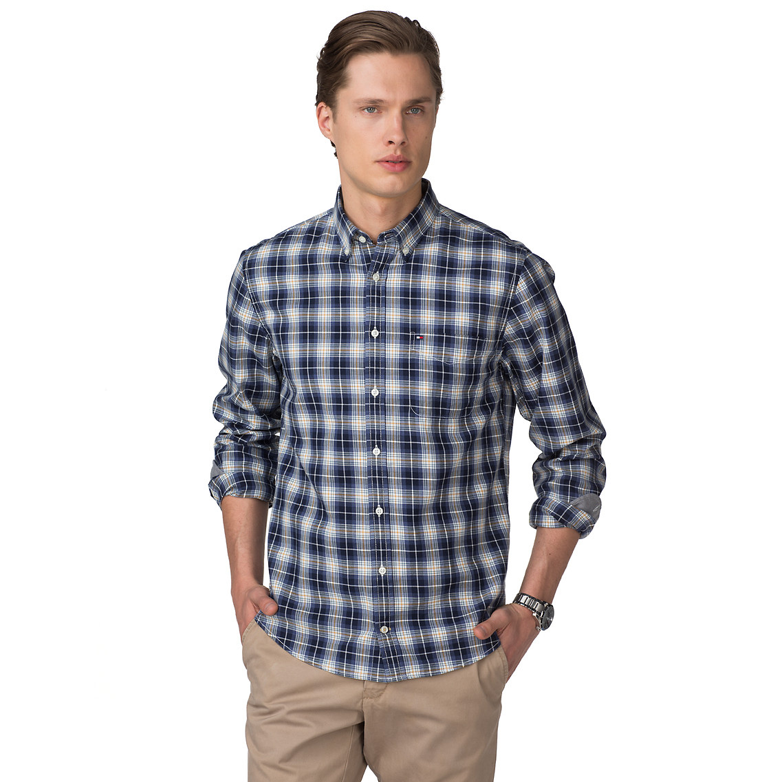 Tommy Hilfiger Cotton Men's Gordon Plaid Shirt in Dark Blue (Blue) for