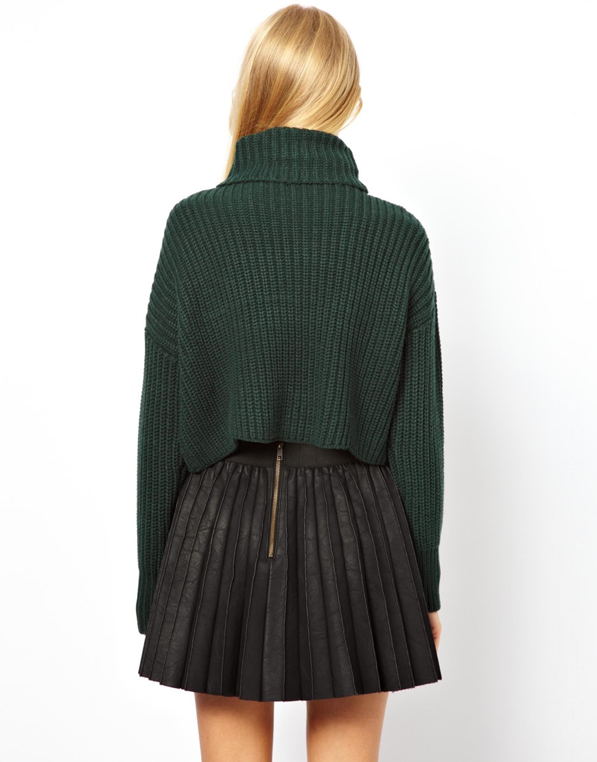black roll neck crop jumper