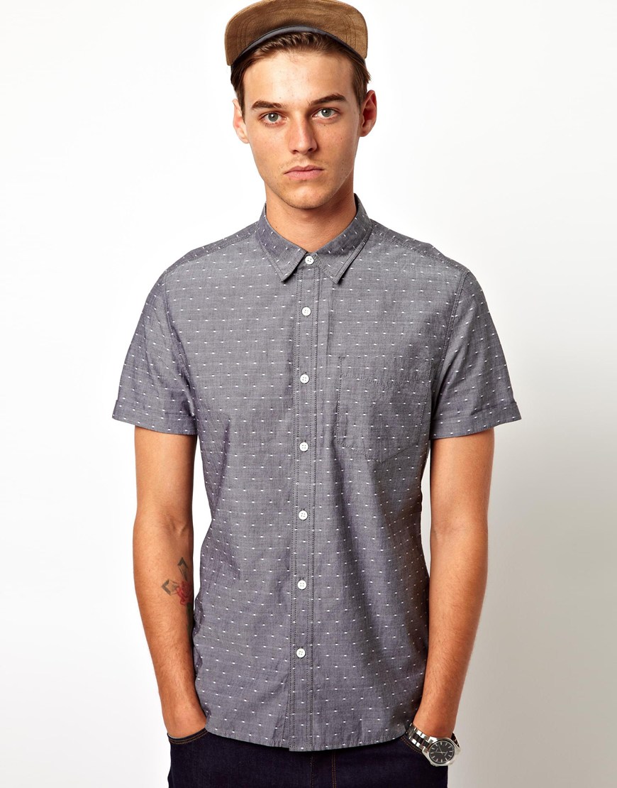 Lyst - Simon Carter Shirt in Short Sleeve with Polka Dot Print in Gray ...