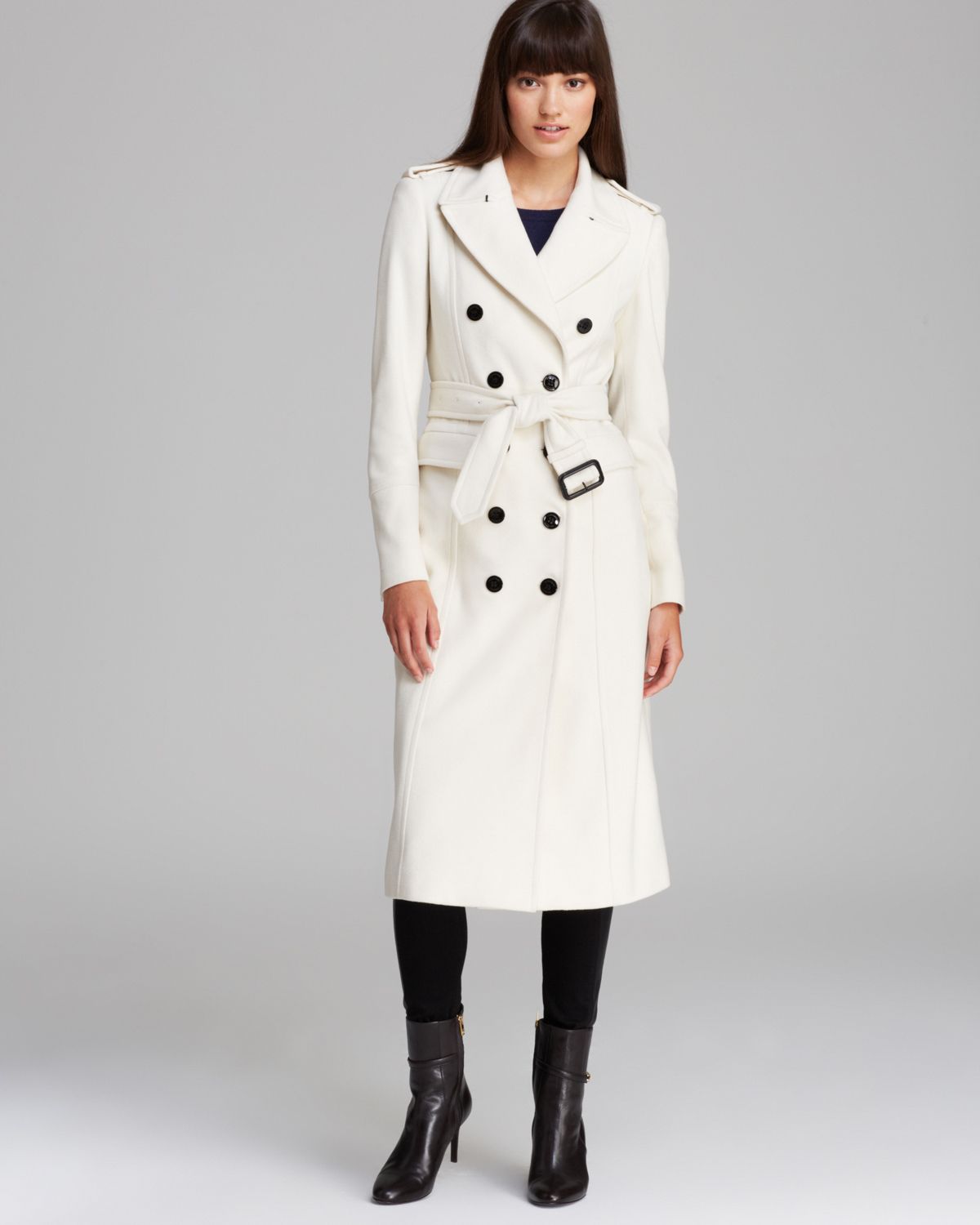 Passiv yderligere Temmelig Burberry Coat Military Wool Cashmere in White | Lyst