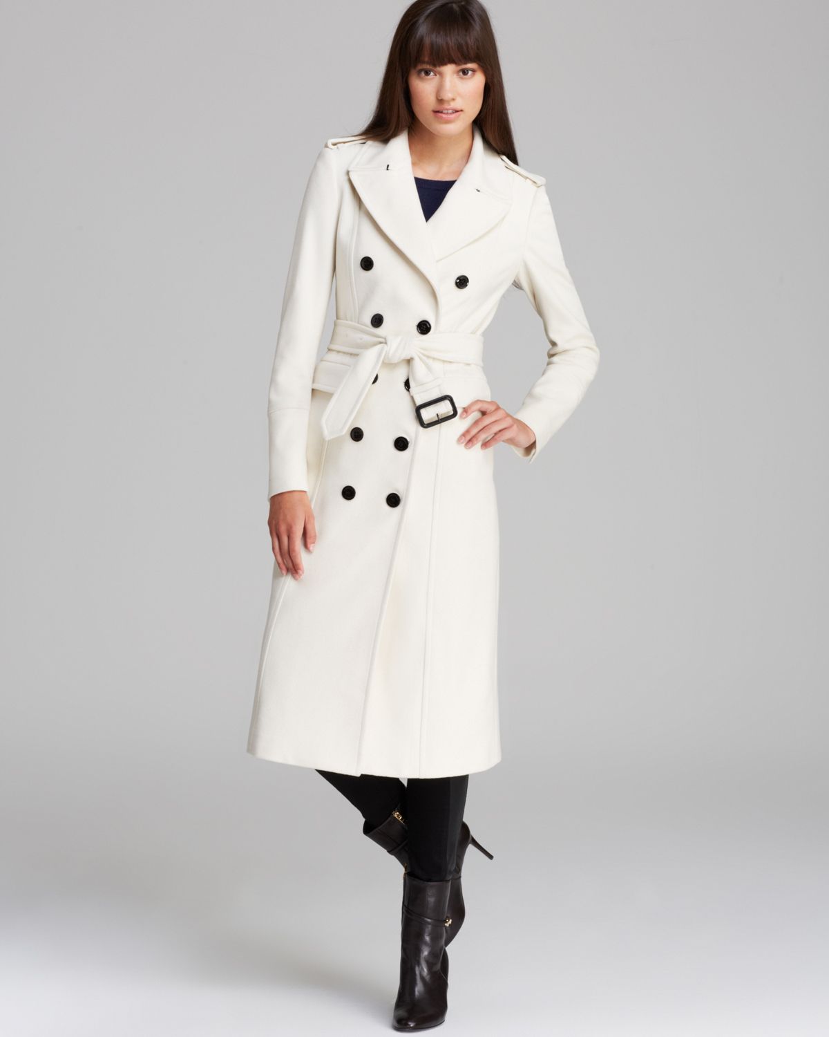 Burberry Coat Wool Cashmere in White | Lyst