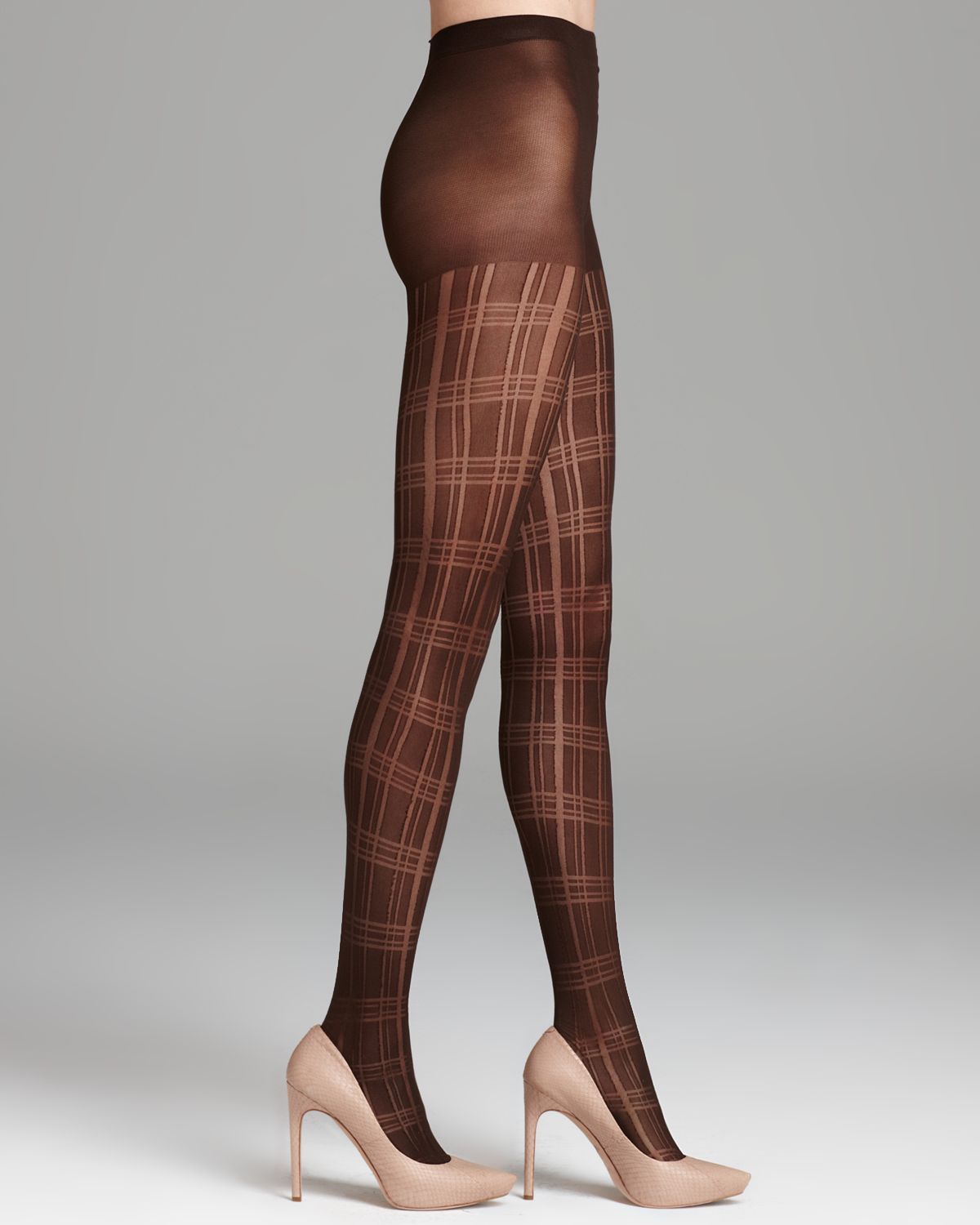 DKNY Bold Plaid Tights in Chocolate (Brown) - Lyst