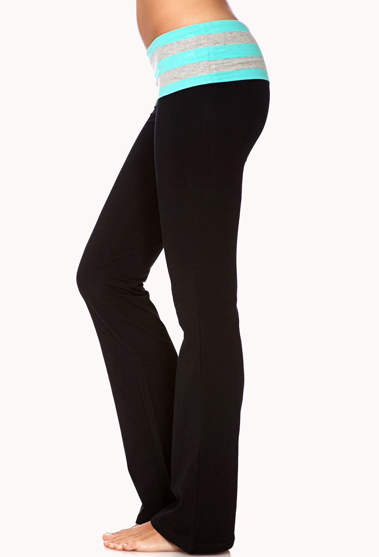 Forever 21 Fit Flare Foldover Yoga Pants in Black - Lyst