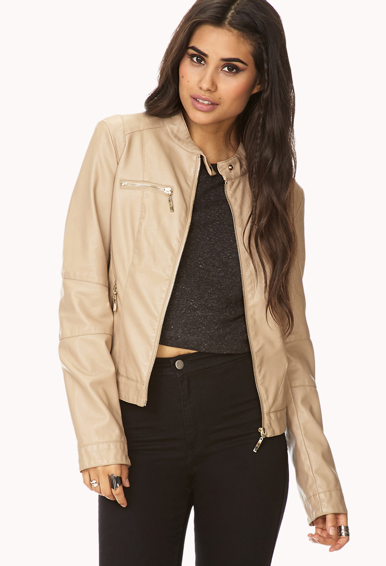 Forever 21 Natural Iconic Faux Leather Jacket