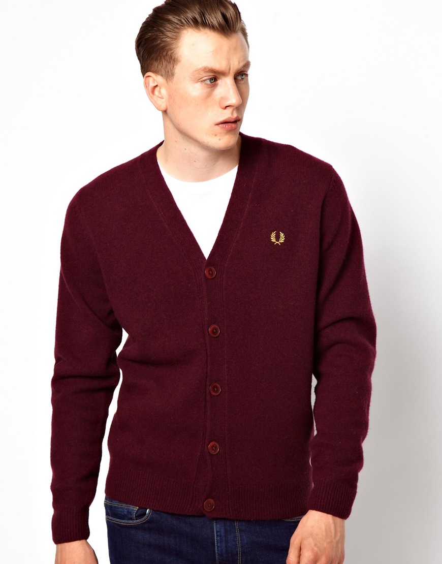 Fred Perry Boiled Tipped Cardigan in Red for Men - Lyst
