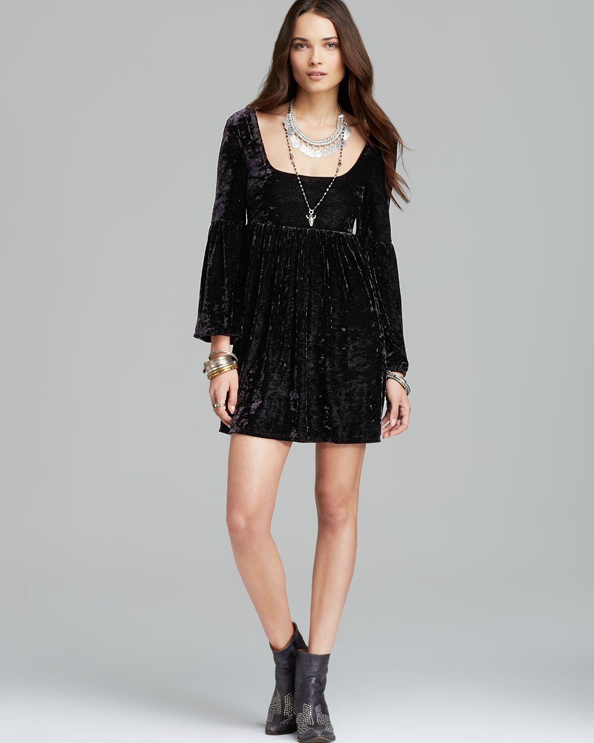 free people black velvet dress Free People Velvet + Lace Black Dress (0)