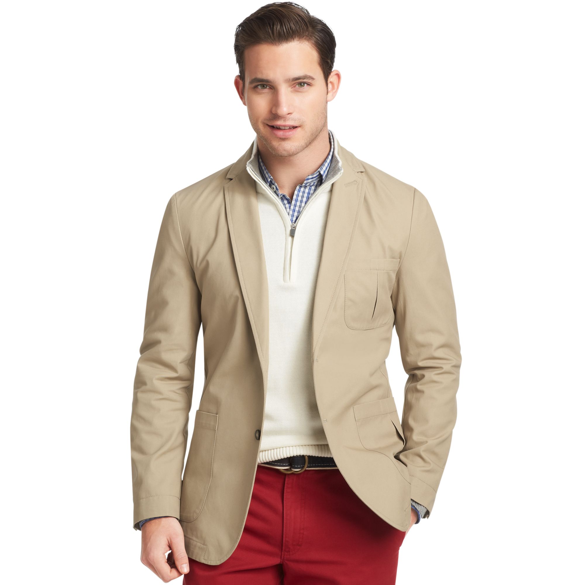 Izod Jacket Twobutton Cotton Twill Blazer in Brown for Men (Cedarwood ...