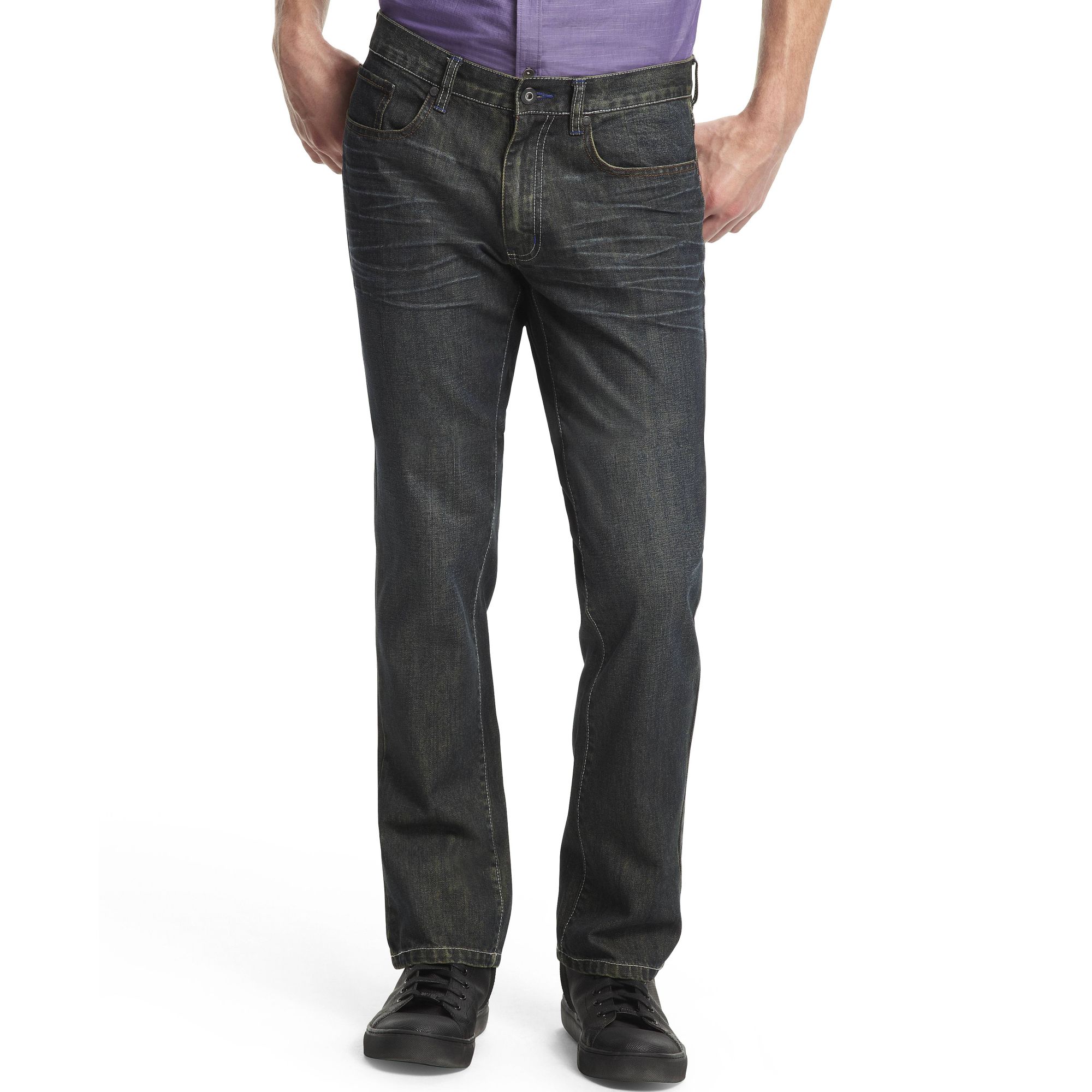 cole reaction Dark Wash Indigo Boot Cut Jeans in Blue for Men