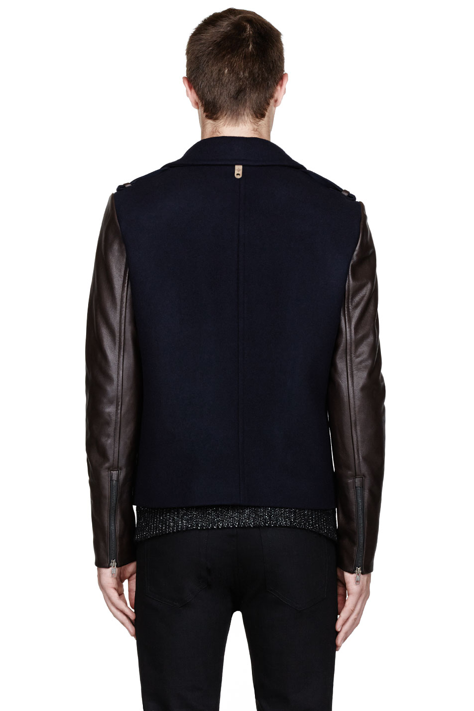 Mackage Navy and Brown Double Breasted Yale Varsity Jacket for Men Lyst