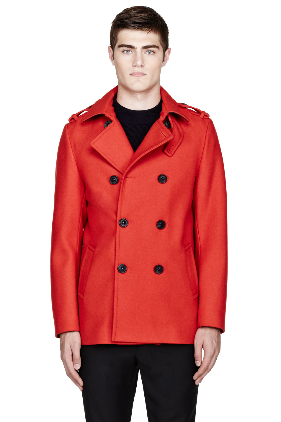 Lyst Mackage Red Wool Layered Carlo Peacoat in Red for Men