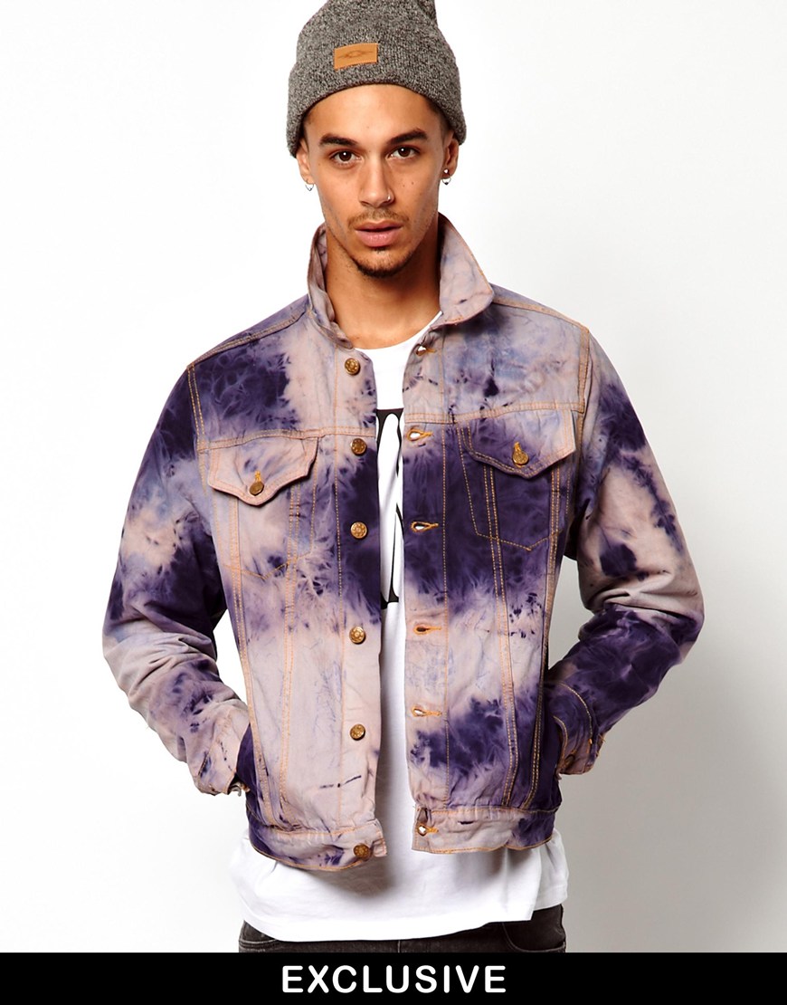 tie dye denim jacket mens