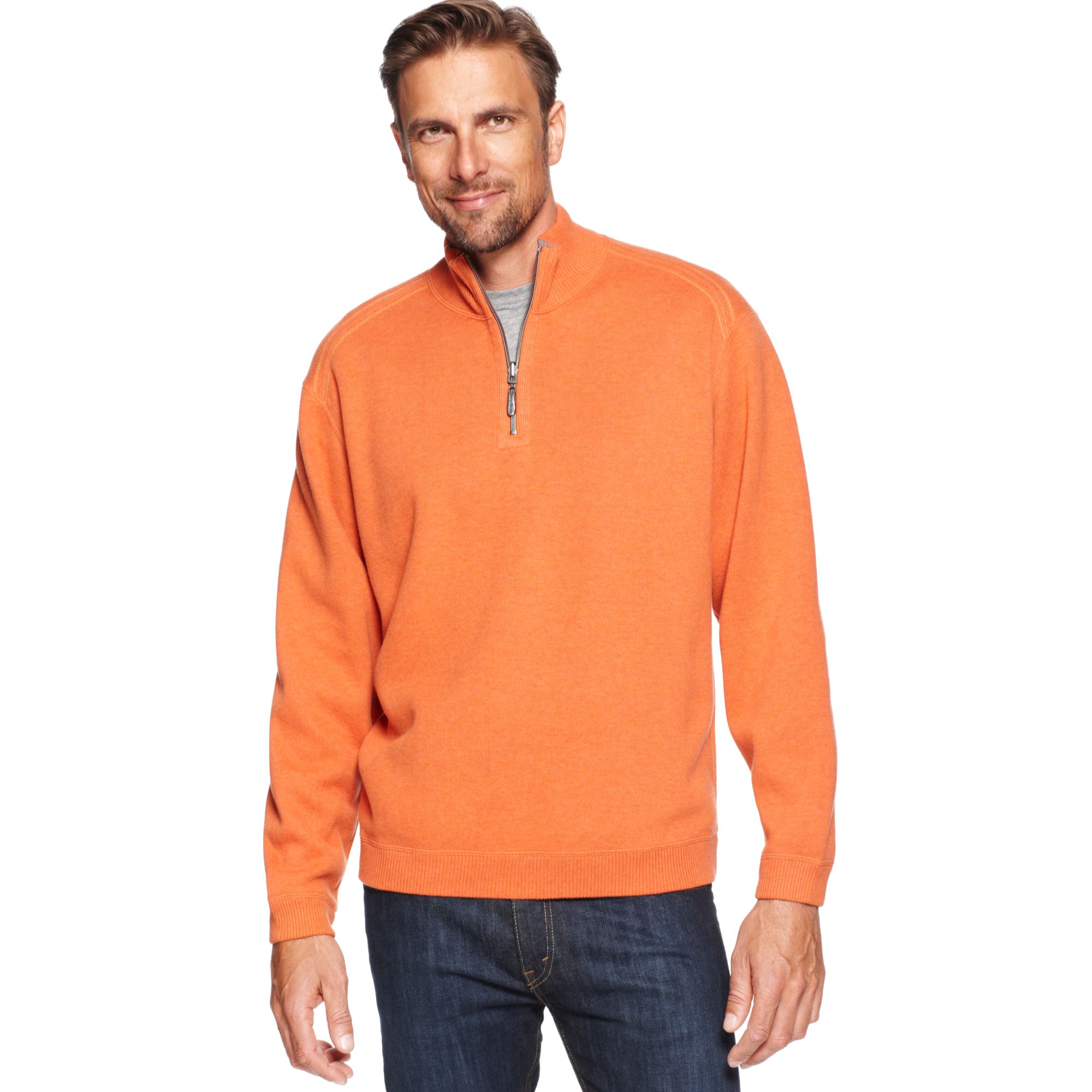 Lyst - Tommy Bahama Flip Side Pro Half Zip Reversible Sweater in Orange ...