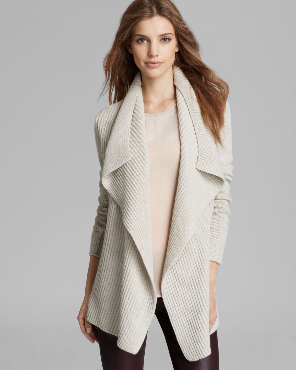 Vince Cardigan Drape Front in Ivory (White) - Lyst