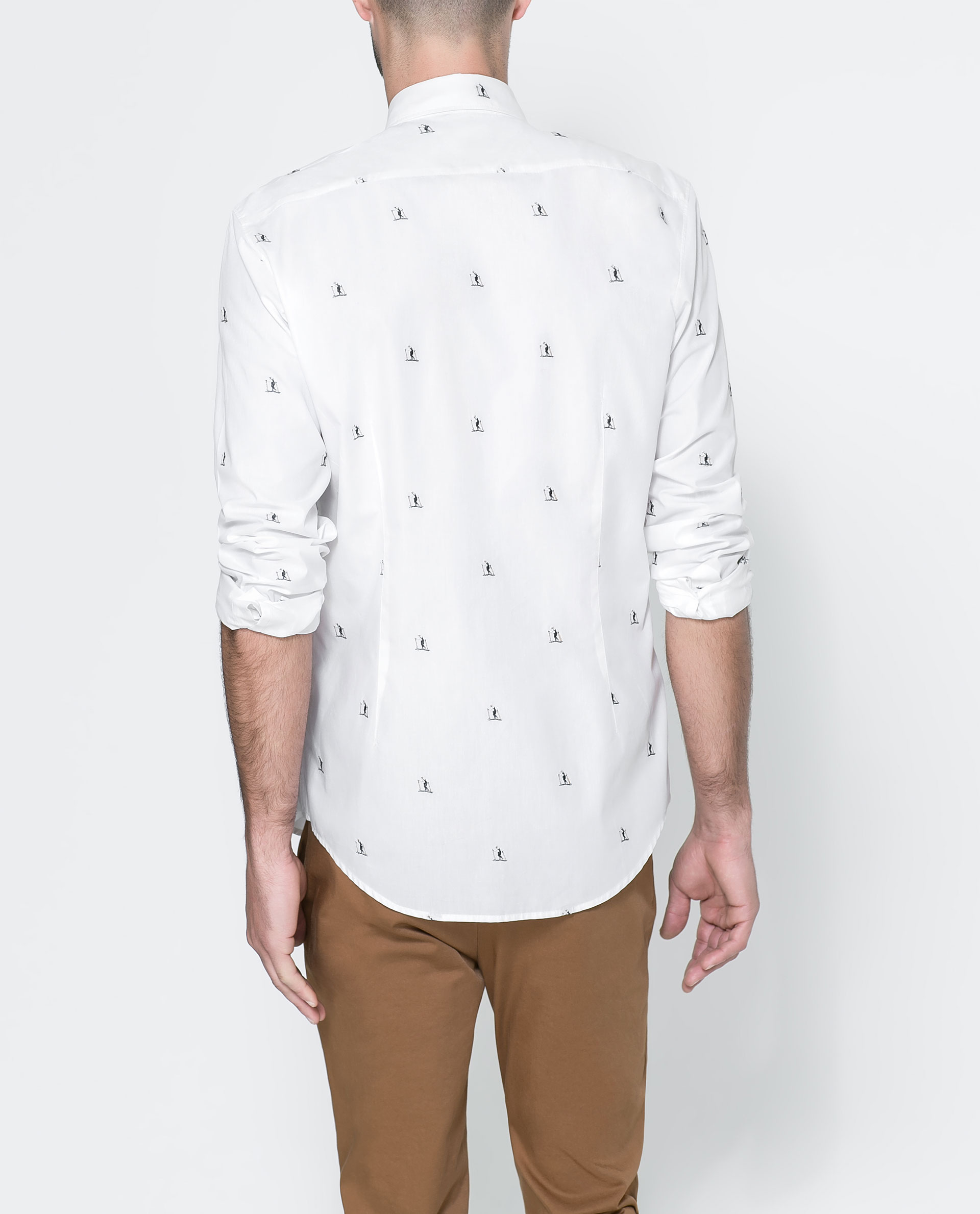 zara ml shirt with embroidered skier in white for lyst zara ml shirt with embroidered skier in white for lyst