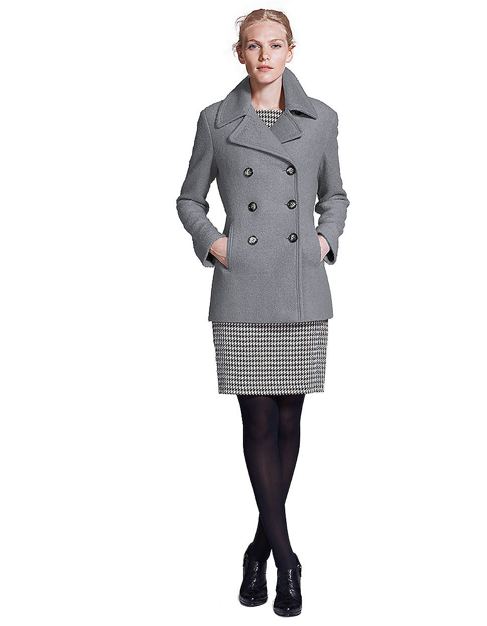 Calvin Klein Wool Blend Pea Coat in Gray (grey) Lyst