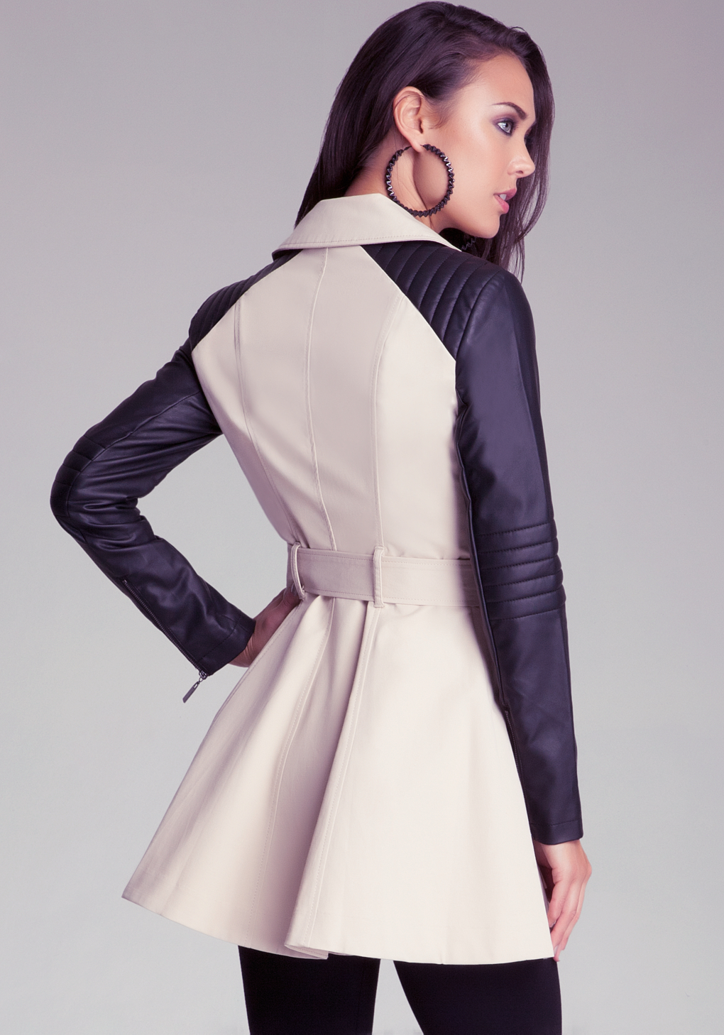 Bebe Contrast Trench Coat In Natural Lyst Bebe Contrast Trench Coat In Natural Lyst