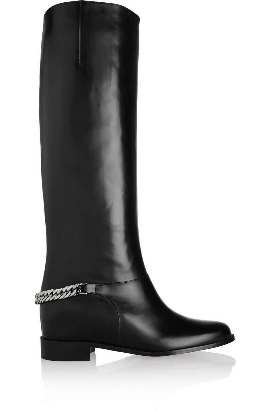 Christian Louboutin Cate Chain-Trimmed Leather Riding Boots in Black | Lyst