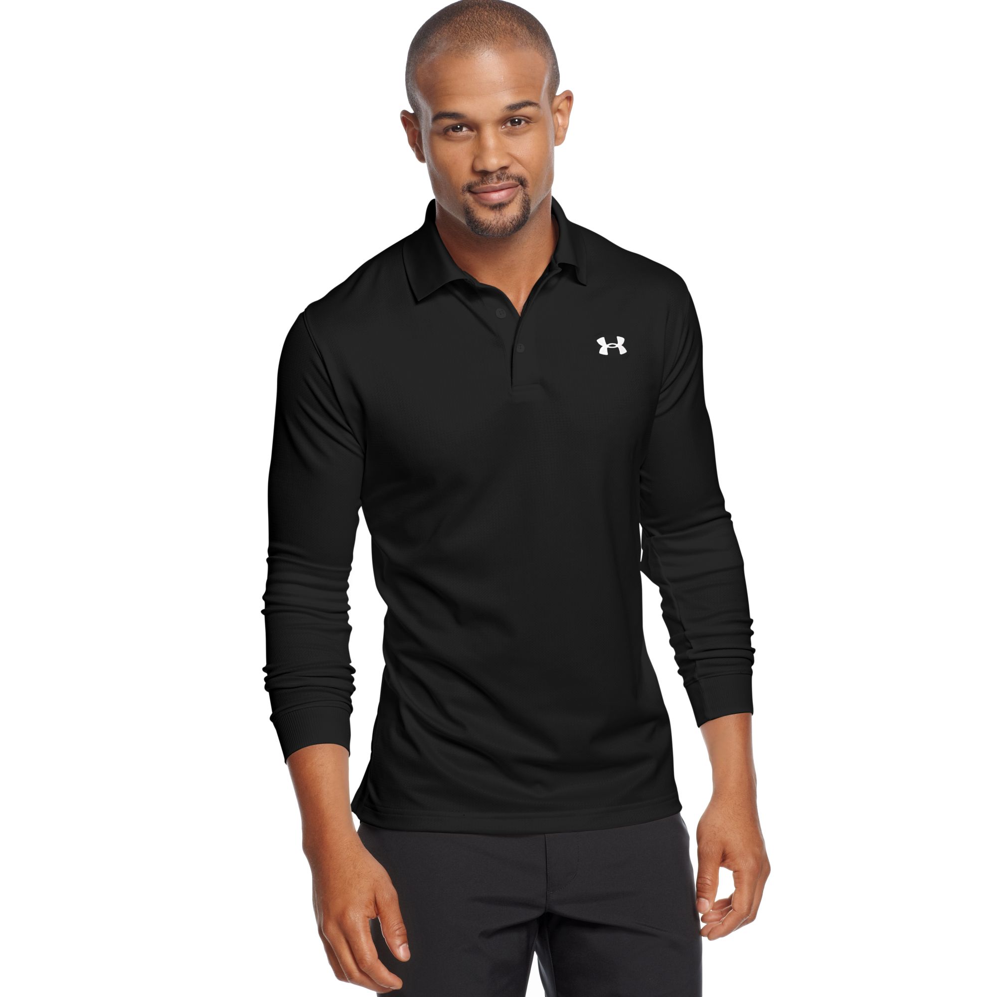 Under Armour Longsleeve Performance Polo Shirt in Black for Men - Lyst