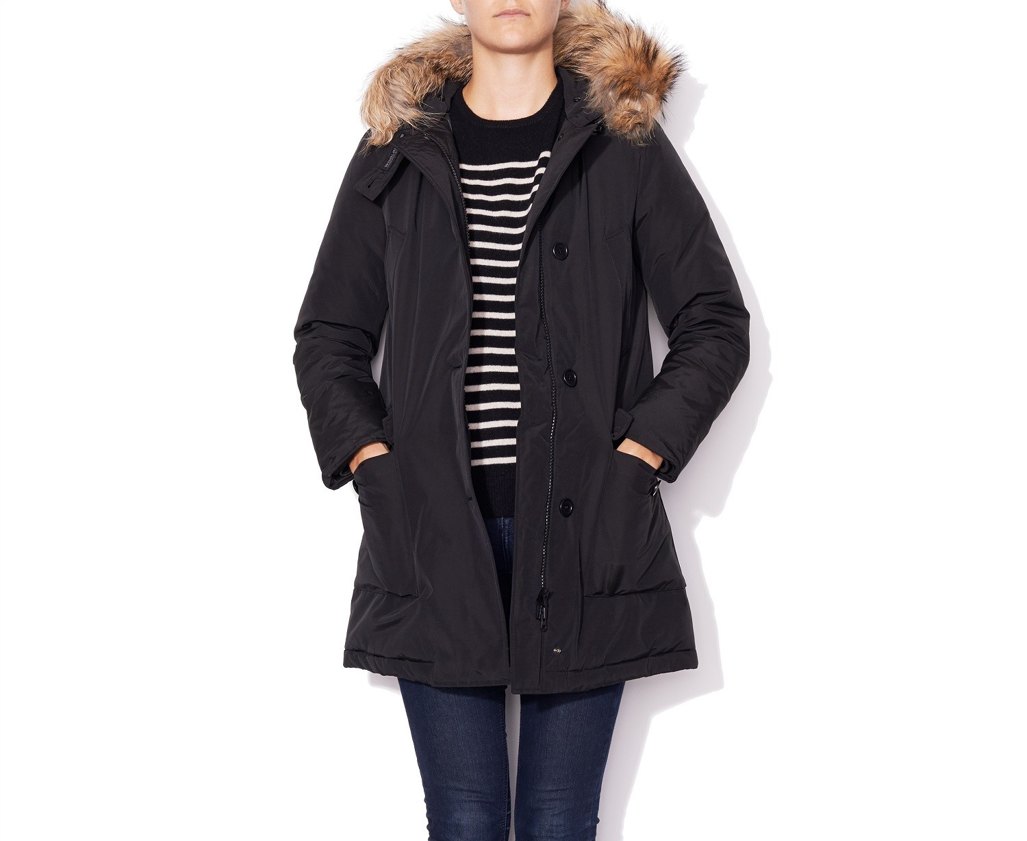 Woolrich Luxury Arctic Parka Girl Mit Echtfell Schwarz