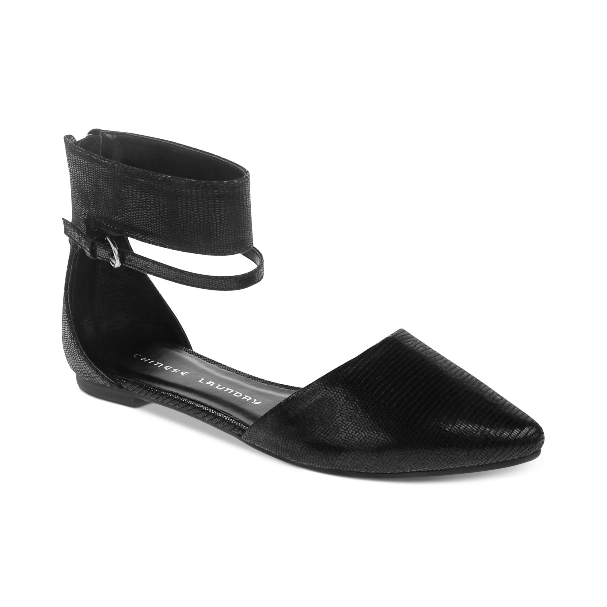 Chinese Laundry Encino Ankle Strap Flats in Black | Lyst