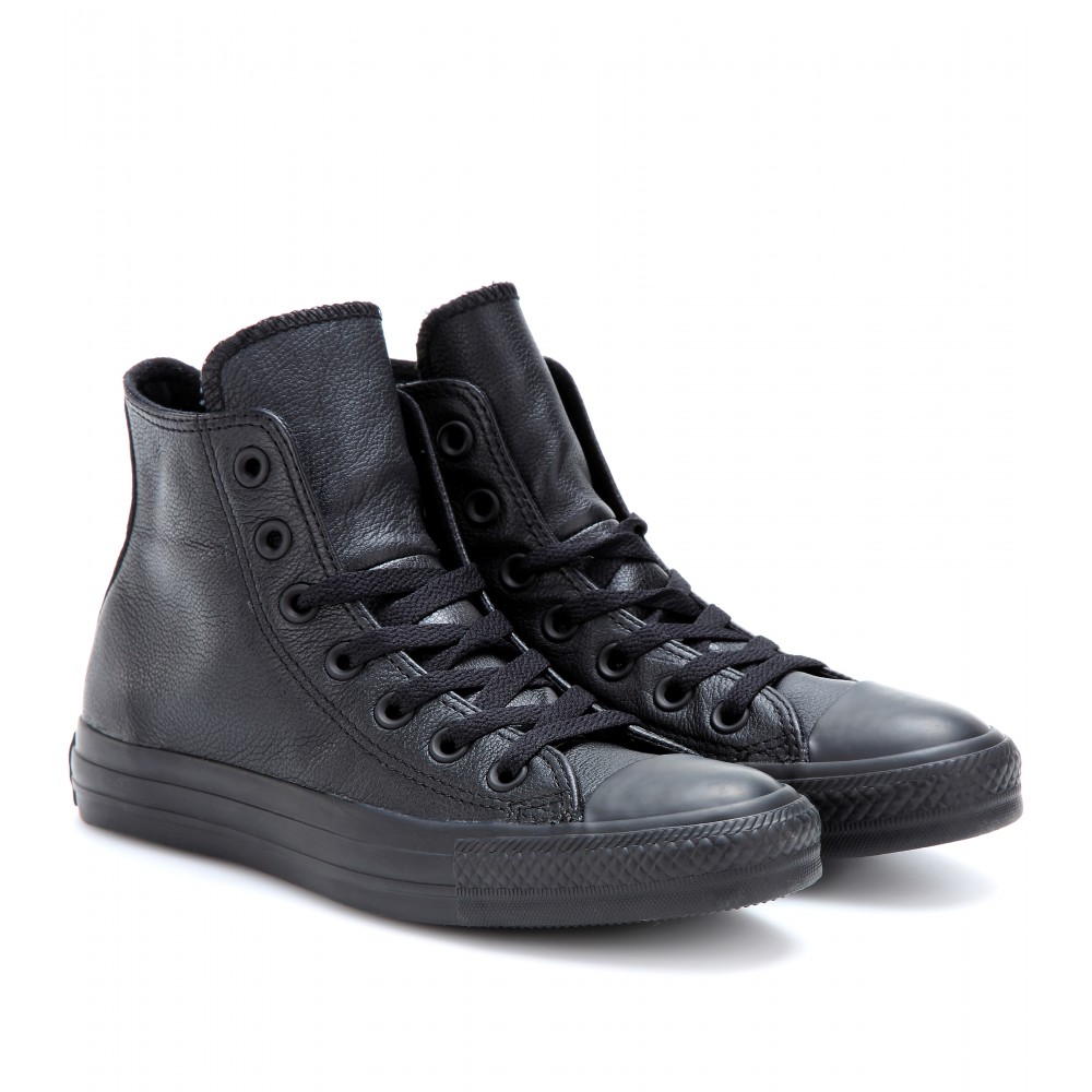 high top converse black leather