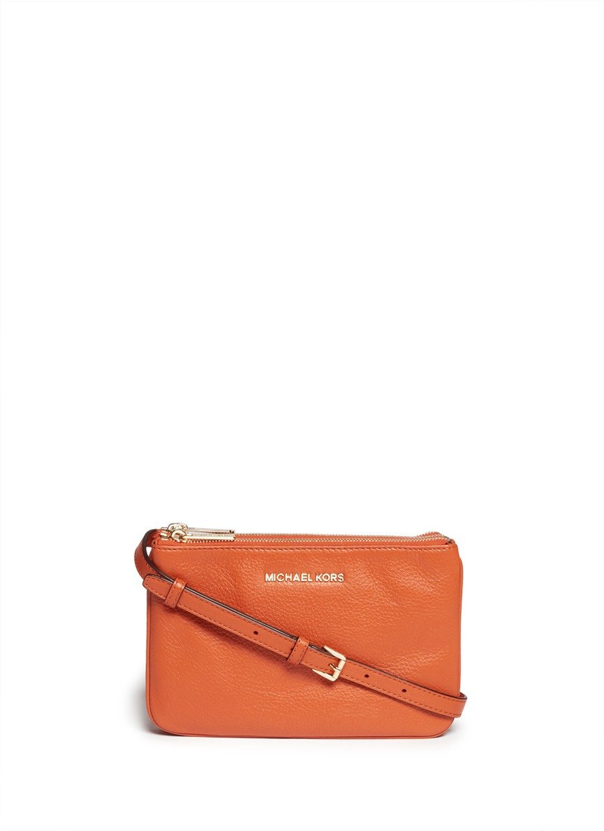 Leather crossbody bag Michael Kors Orange in Leather - 31372510
