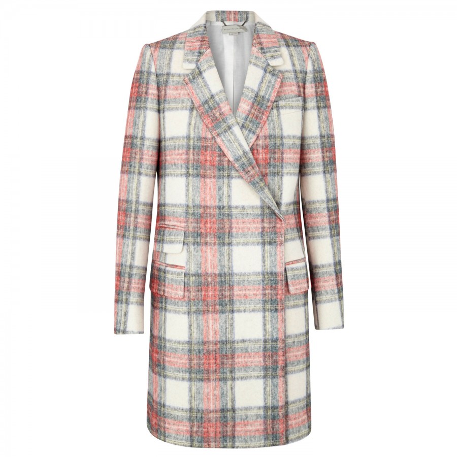 Stella Mccartney Tartan Wool and Cashmere Blend Coat in Pink ...