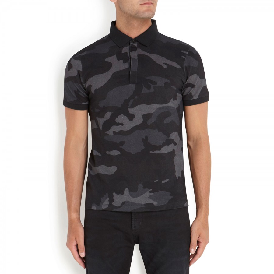black camo polo shirt