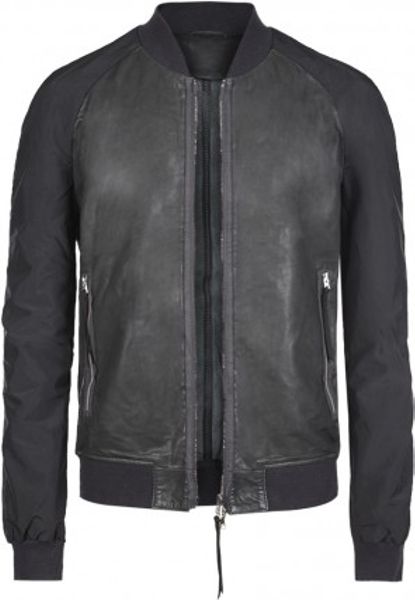 Allsaints Nash Leather Bomber Jacket in Black for Men (Anthracite) | Lyst