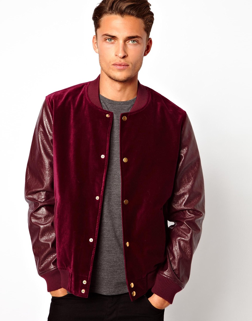 burgundy velvet bomber jacket mens