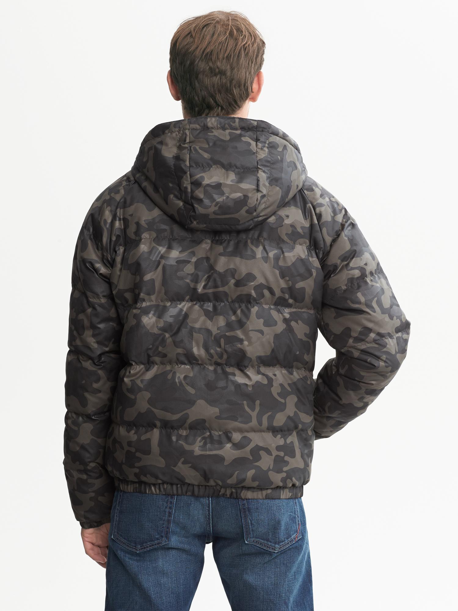 Banana republic Camo Hooded Puffer Jacket in Green for Men (OLIVE F99 ...