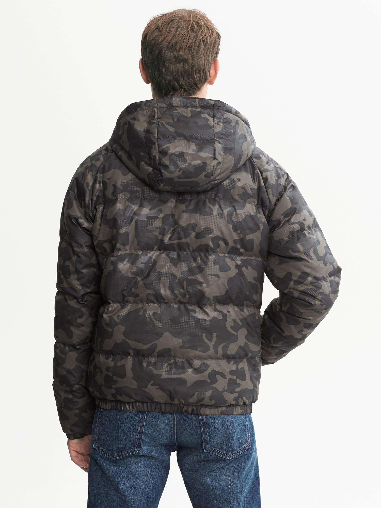 camo hooded puffer jacket