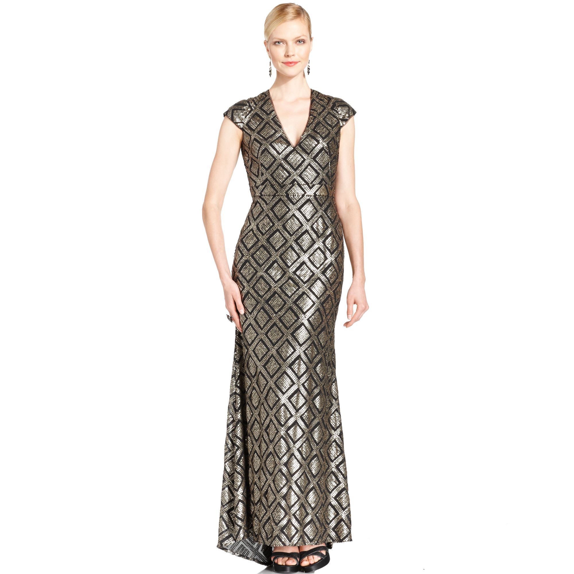 betsy and adam metallic gown