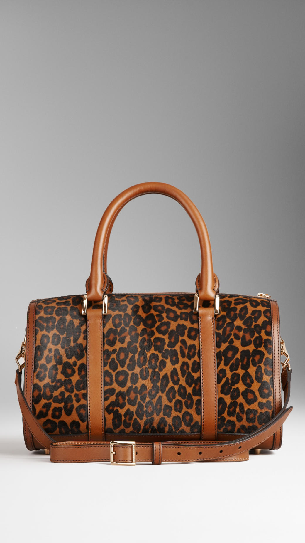 Burberry Animal Print and House Check Bowling Bag in Dark Camel/Black (Brown) Lyst