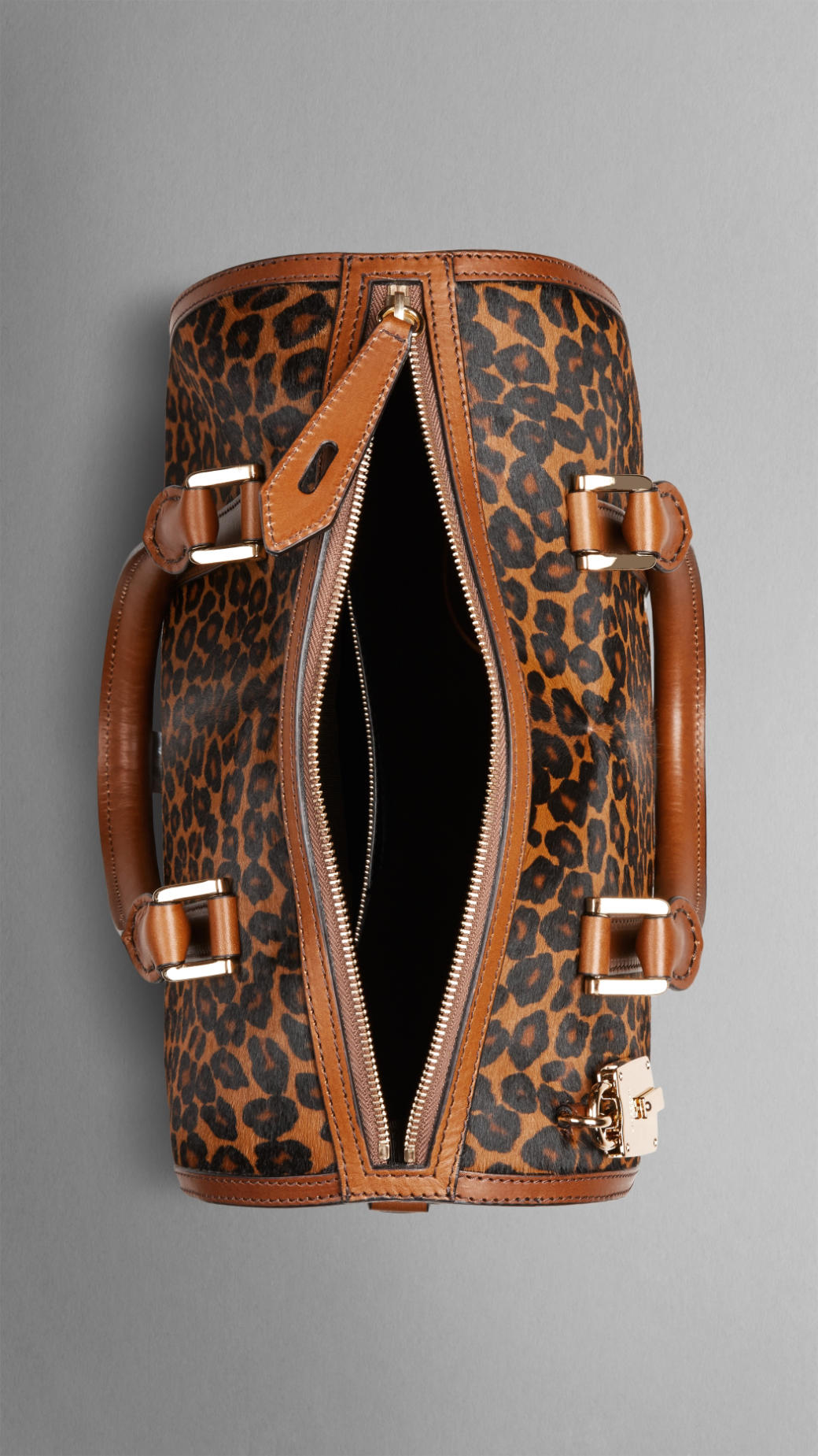 Burberry Animal Print and House Check Bowling Bag in Dark ...