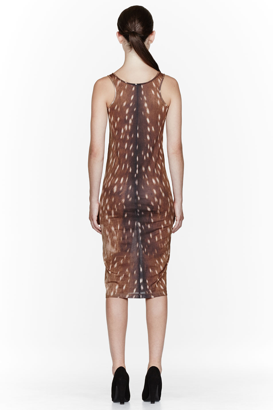 Carven Brown Jersey Fawn Print Dress - Lyst