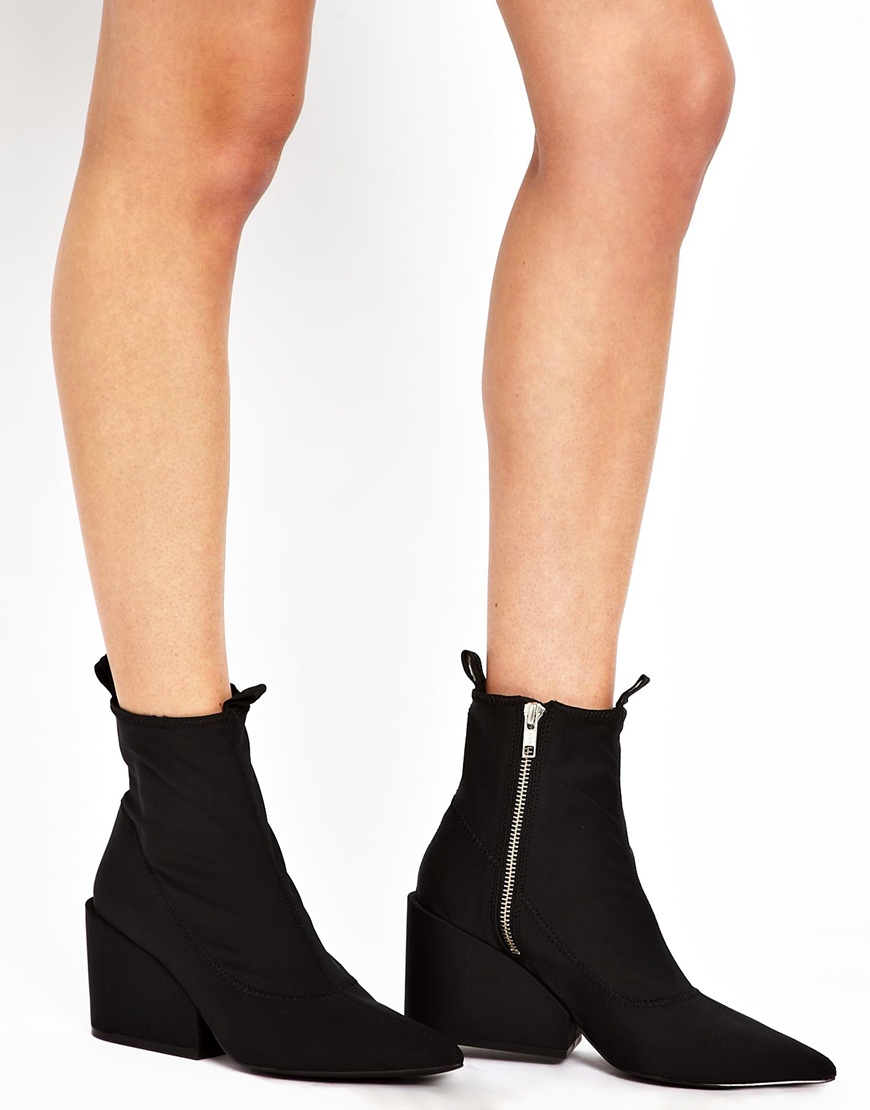 Black heeled ankle boots cheap Shop for women's ankle boots at ASOS. Browse our stylish collection of flat and heeled booties, and find your staple pair.