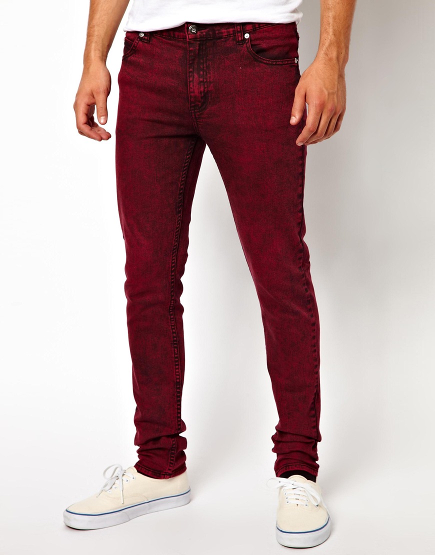 red black jeans