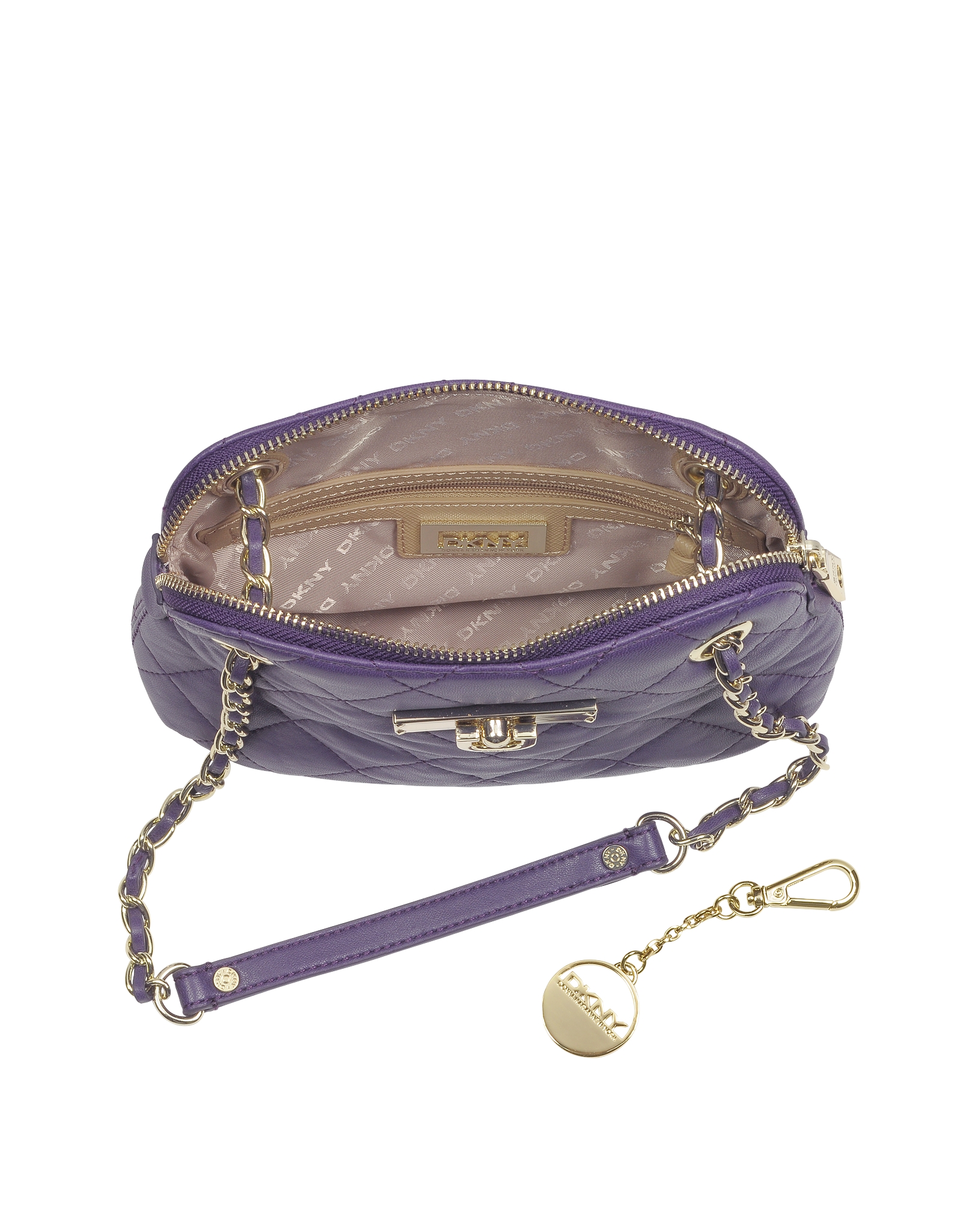 DKNY Small Round Quilted Leather Crossbody Bag in Purple - Lyst