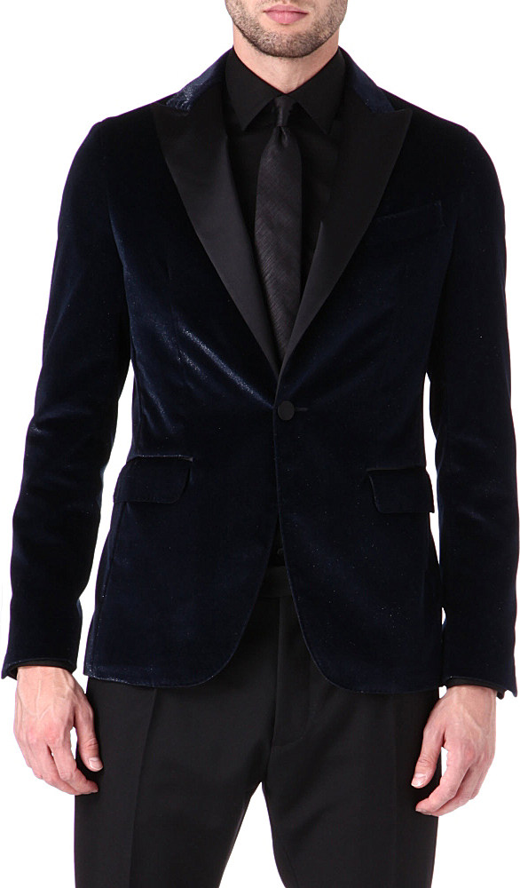 Dsquared² Single Breasted Glitter Velvet Tuxedo Jacket in Blue for Men ...
