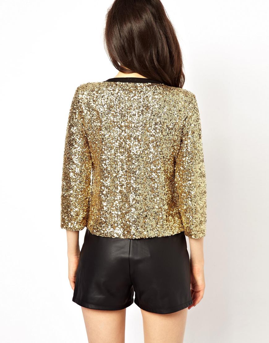Glamorous Sequin Cardigan in Gold ...