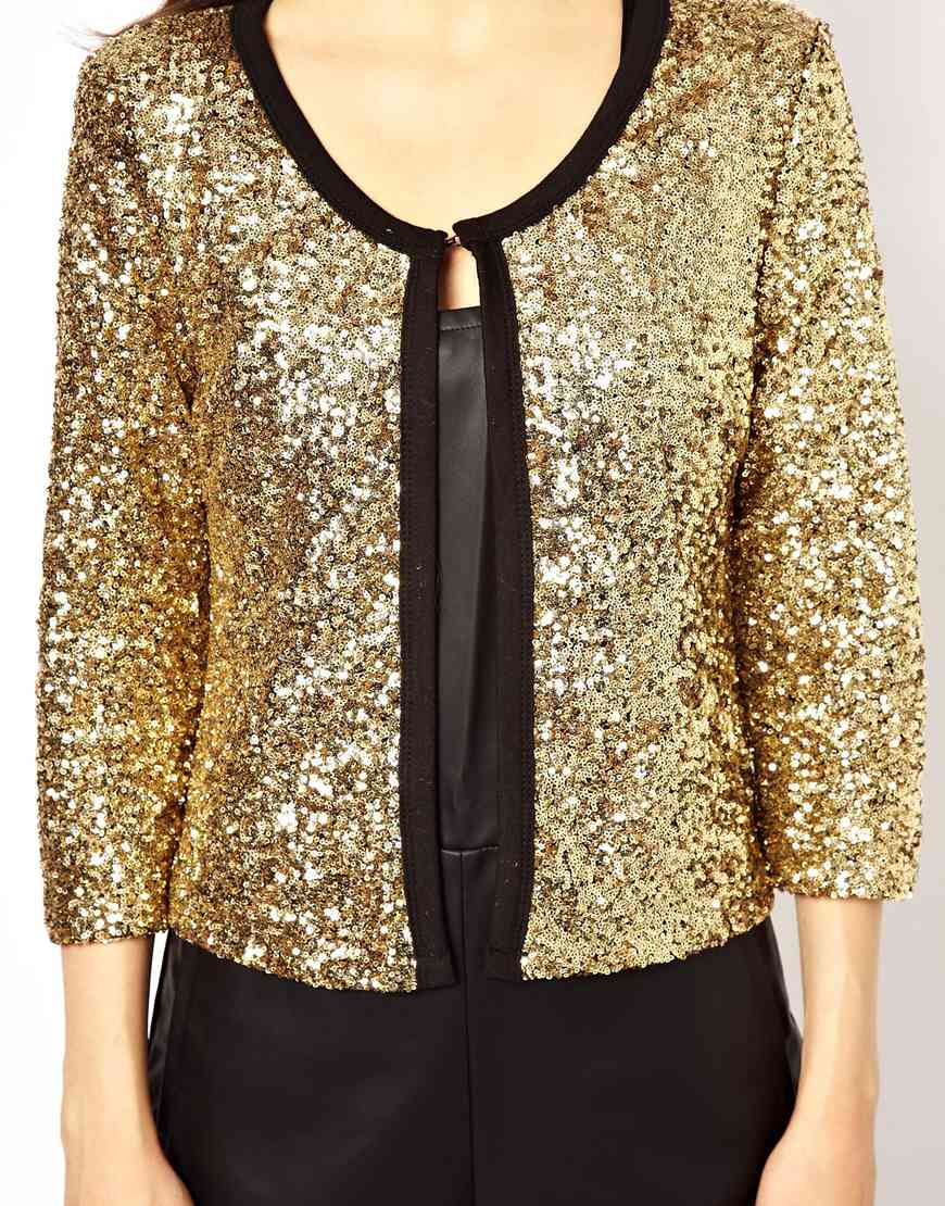 Glamorous Sequin Cardigan in Gold ...
