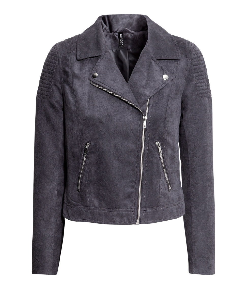 H&m Biker Jacket in Gray (Dark grey) | Lyst