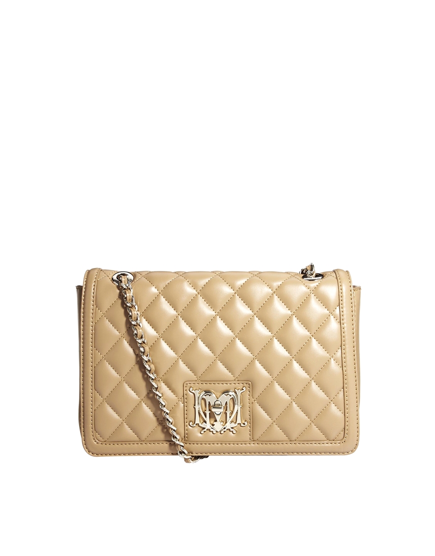 Love Moschino Chain Strap Quilted Shoulder Bag in Camel (Natural) - Lyst