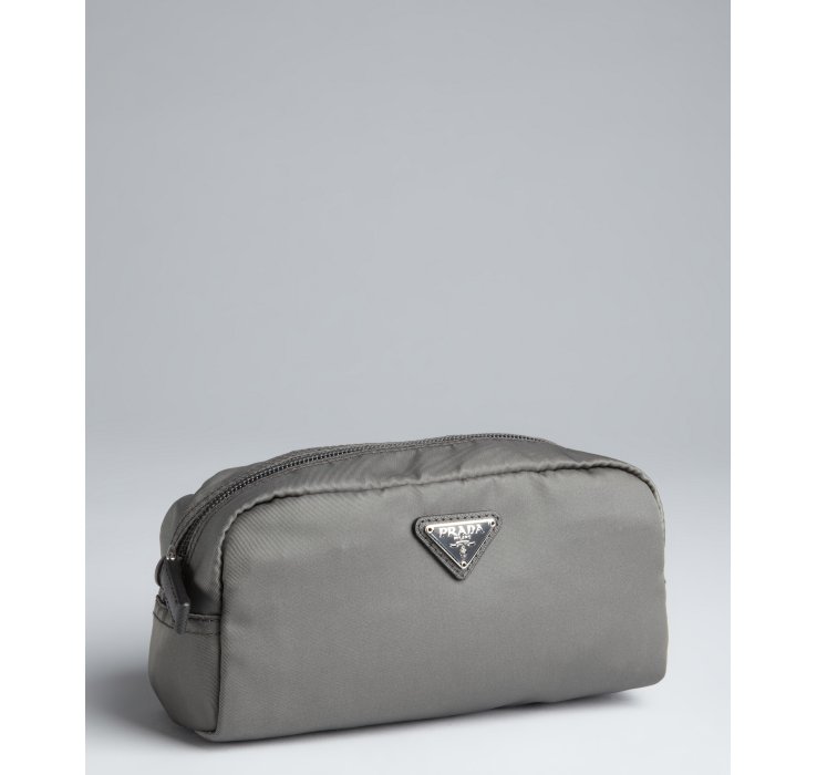 Prada Grey Nylon Zip Small Cosmetic Pouch in Gray (grey) | Lyst