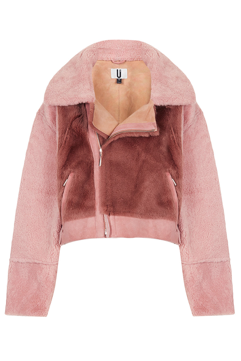 TOPSHOP Shearling Bomber Jacket By Unique in Blush (Pink) - Lyst