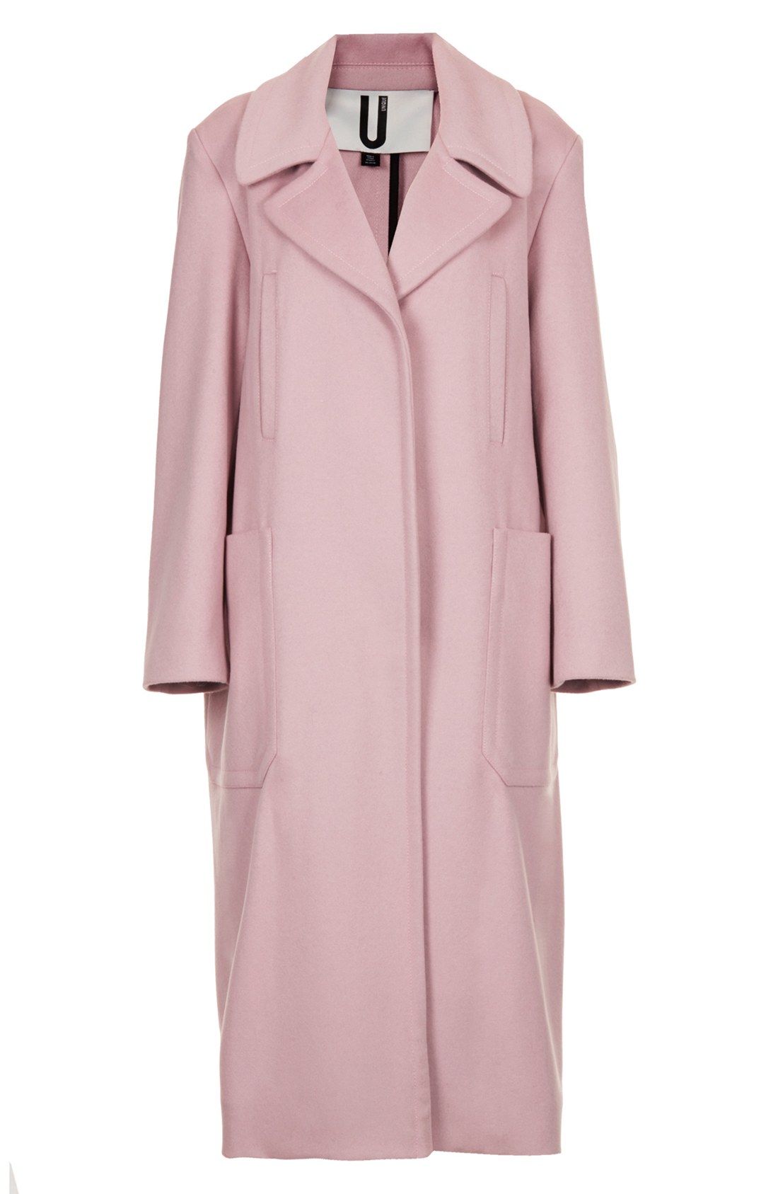 Topshop Unique Long Wool Blend Coat in Pink | Lyst
